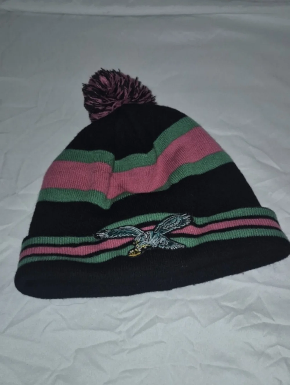2 Eagles Football Hat Pink And Green Muka. Traditional Color New Era. - Picture 2 of 2